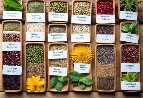 Graines de différentes plantes stockées