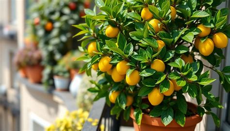citronnier en pot sur une terrasse ensoleillée