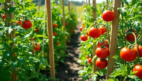 Plantation de jeunes plants de tomates dans un potager