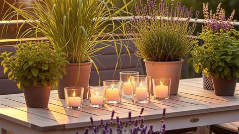 Plantes anti-moustiques sur une terrasse