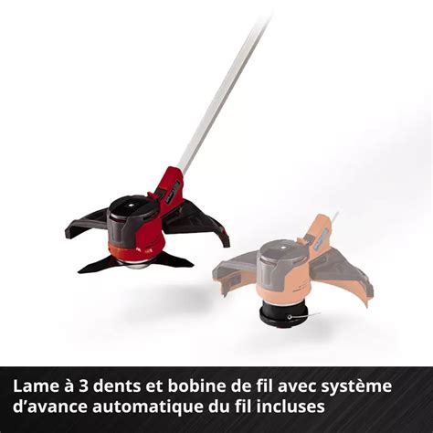 Vue d'ensemble de la débroussailleuse Einhell Agillo 36/255 BL avec ses accessoires de coupe