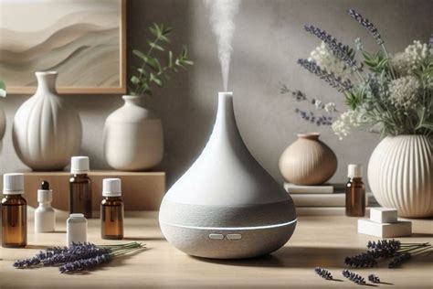 Illustration d'un diffuseur d'huiles essentielles dans une chambre d'été