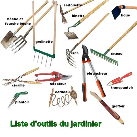 Schéma présentant les différents types d'outils de jardinage manuels