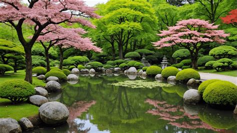 un jardin japonais mettant en scène des tapis de mousse et des fougères