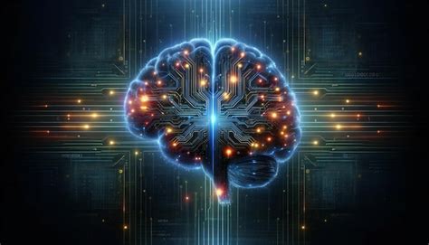 Illustration d'un cerveau humain connecté à des circuits électroniques