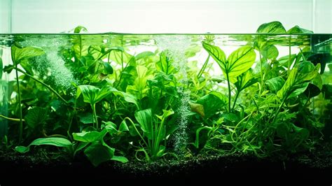 Schéma d'un aquarium planté avec des Anubias fixées sur différents supports