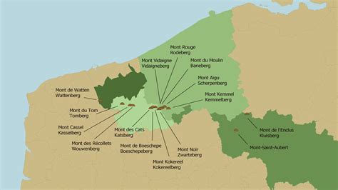 Carte de la région de Godewaersvelde avec le Mont des Cats