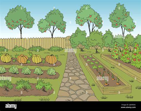 Illustration d'un potager printanier en pleine effervescence