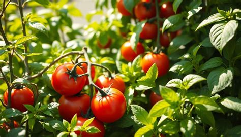 Schéma d'association culturale : basilic et tomates au jardin