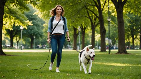 Un chien tenu en laisse dans un parc urbain, illustrant la cohabitation en milieu citadin