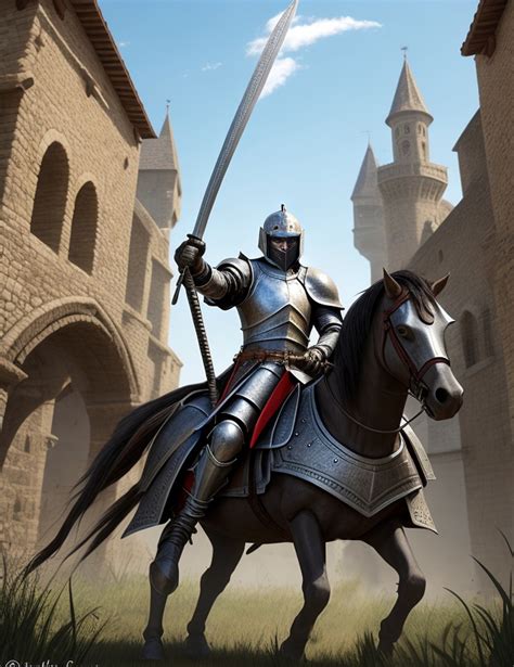 Illustration d'un chevalier s'agenouillant devant sa dame dans un style médiéval