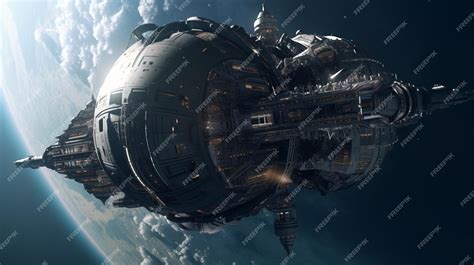 Illustration d'un vaisseau spatial solitaire dérivant dans un système stellaire sombre.
