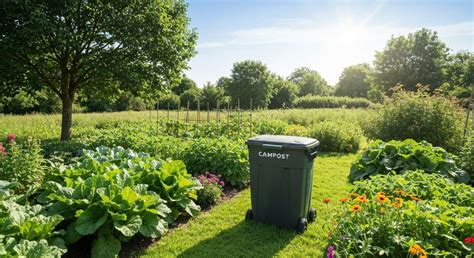 Illustration d'un jardin avec un emplacement idéal pour le composteur