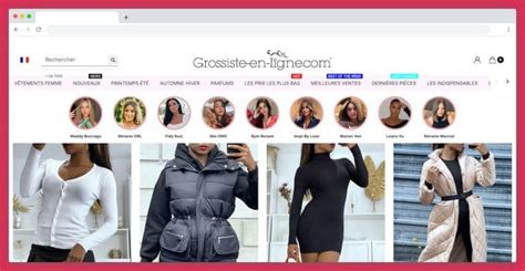 capture d'écran d'un site web de grossiste en ligne