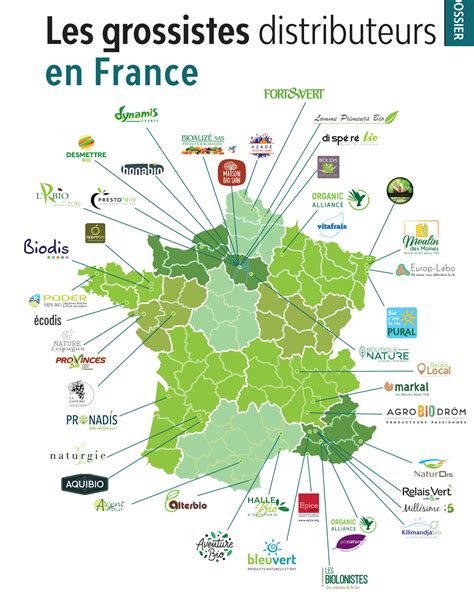 carte géographique des principaux grossistes en France