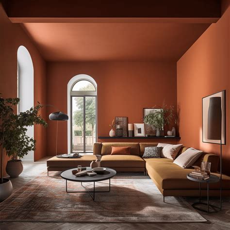 Palette de couleurs terre de sienne et ambiance salon