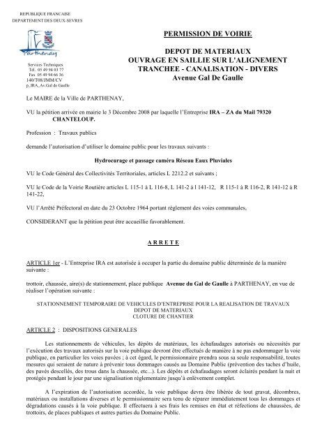 Schéma d'une permission de voirie pour l'abaissement d'une bordure de trottoir
