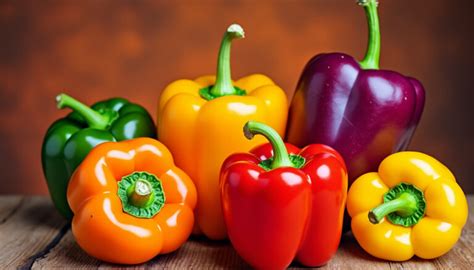 Schéma illustrant les différentes variétés de poivrons : vert, jaune, orange et rouge