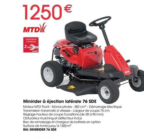 Photo d'un tracteur tondeuse MTD Minirider 76 SDE