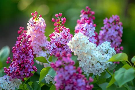 Illustration comparative des différentes variétés de lilas en fleurs