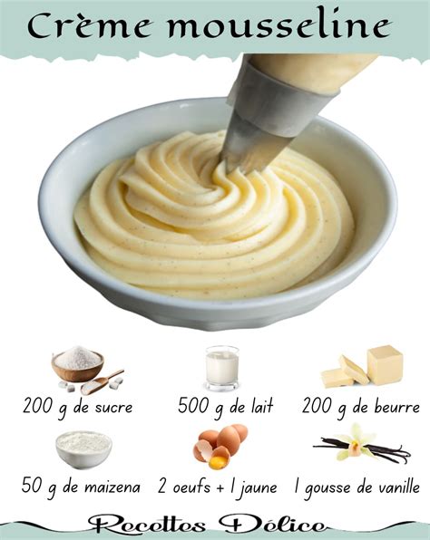 Schéma de préparation d'une crème mousseline onctueuse