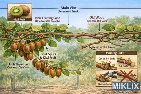Schéma illustrant la structure verticale et la fructification le long du tronc d'un arbre colonnaire