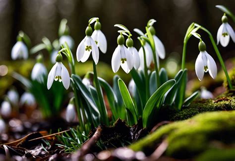 Un jardin couvert de neige avec des perce-neiges en fleur perçant la couche blanche