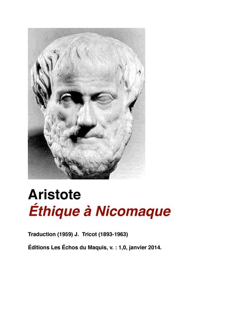 Plan de l'Éthique à Nicomaque d'Aristote