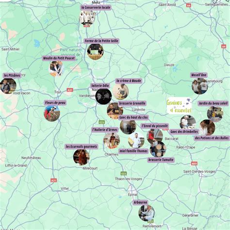 Carte des fournisseurs locaux de la Brasserie Le Noisetier