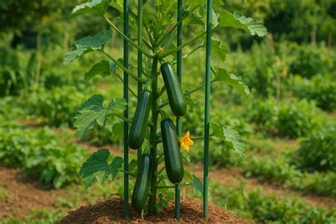Jardin potager avec courgettes saines