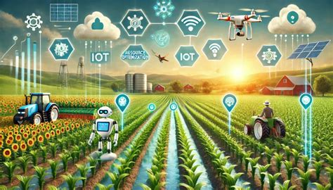 Infographie illustrant la connectivité IoT sur un tracteur agricole moderne