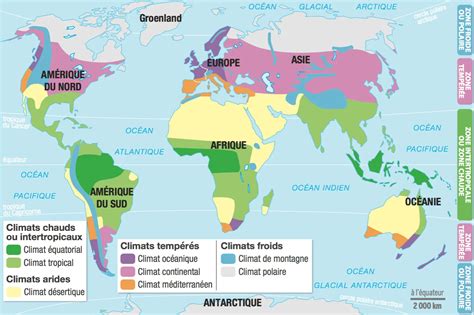 Carte des zones climatiques favorables à la culture de l'abricotier