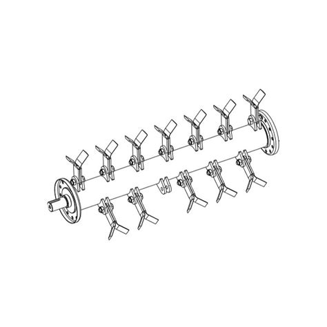 Vue détaillée du rotor à fléaux montés en spirale sous le carénage en acier
