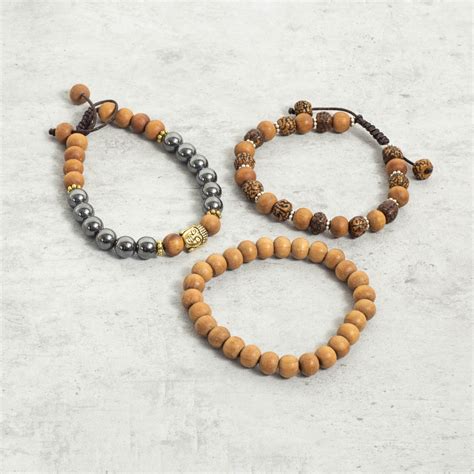 Bracelets en bois de noisetier et pierres