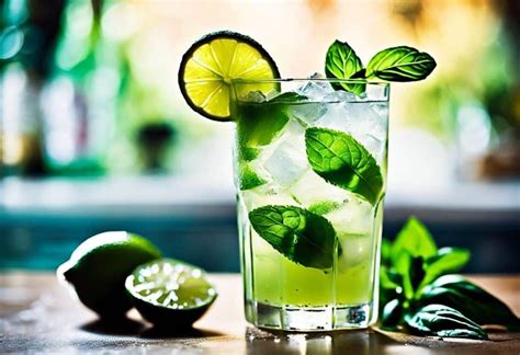 Cocktail Mojito garni de citron vert