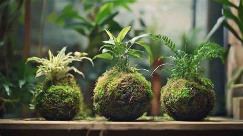 Schéma explicatif des couches d'un kokedama (plante, substrat au keto, mousse, ficelle)