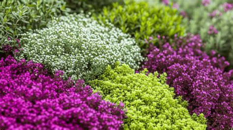 Composition de Sedum et Thym rampant sous le soleil