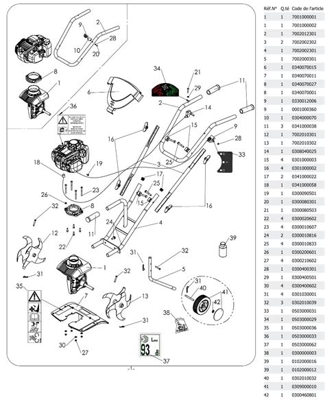 Vue éclatée des composants d'un scarificateur thermique VITO