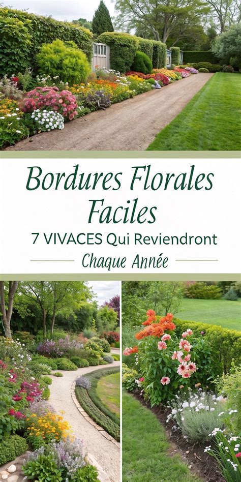 Bordure de jardin fleurie avec différentes plantes