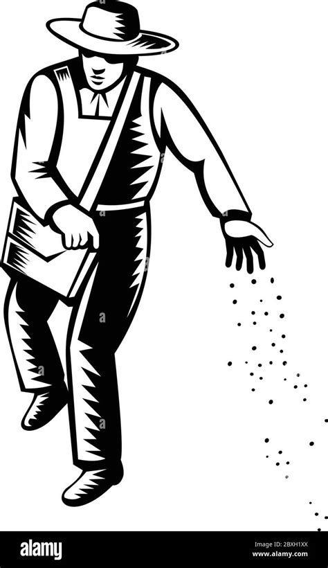 Illustration stylisée d'un agriculteur semant des graines dans différents types de sols