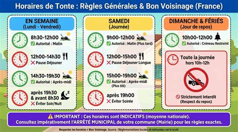Infographie des plages horaires de tonte autorisées