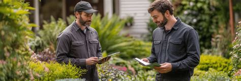 paysagiste discutant d'un projet de jardin avec un client