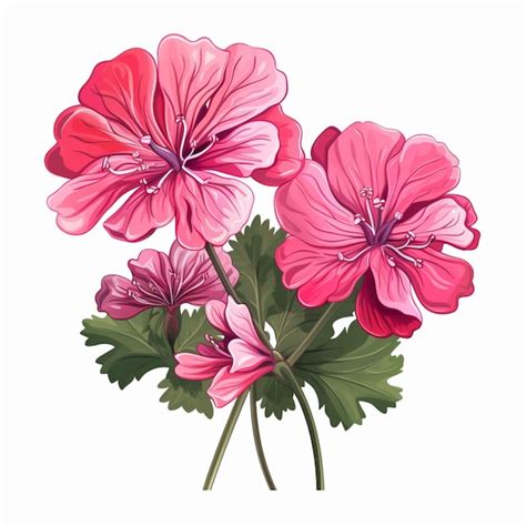 Illustration d'un géranium zonal rose en pleine floraison