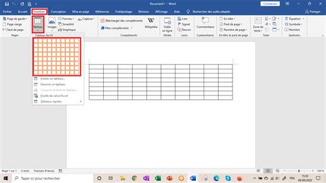 tableau word création