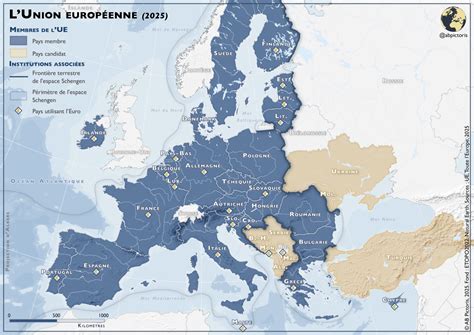 Carte de l'Europe avec les zones de livraison UE et hors UE mises en évidence