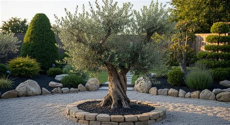 Olivier centenaire dans un jardin méditerranéen