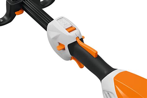 Schéma technique d'un coupe-bordure à batterie avec mise en évidence de la tête de coupe