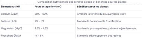 Composition chimique des cendres de bois