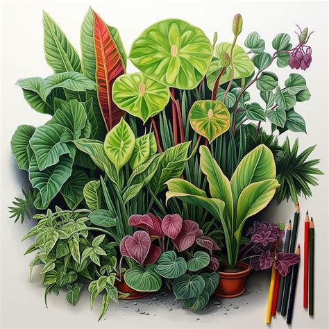 Illustration de diverses plantes fleuries