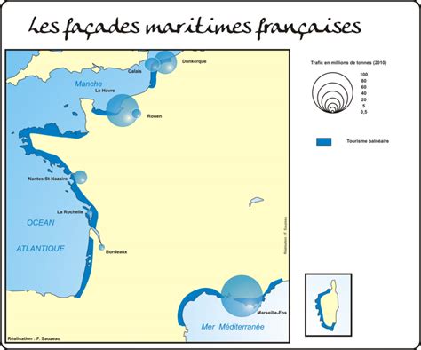 Carte des façades maritimes françaises et prix du foncier
